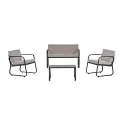 Ferni Anthracite Metal Seating Set 2+1+1 Coffee Table