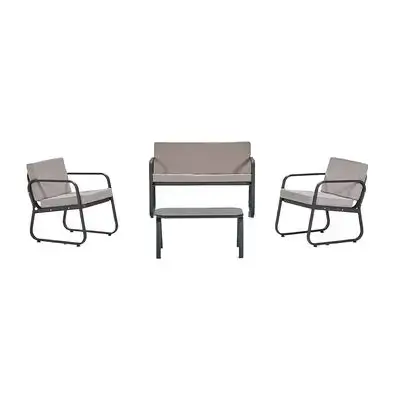 Ferni Anthracite Metal Seating Set 2+1+1 Coffee Table