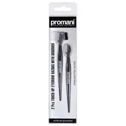 Promani 2 Pcs Touch-Up eyebrow razors with groomer