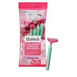 Balea Women’s 2-Blade Body Hair Removal Razors – Pack of 10, Smooth & Gentle Shaving, Stainless Steel Blades, Ergonomic Plastic Handle, Multicolor Disposable Razors for Face, Underarms & Body