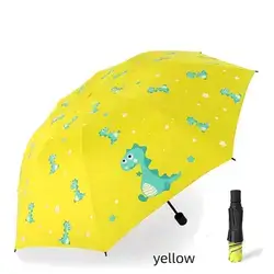 Cartoon Dinosaur Folding Umbrella, Dual Use Sunshade & Rainproof - Yellow