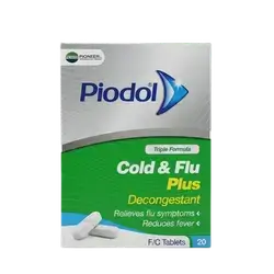 Piodol Cold & Flu Plus Decongestant 20 Film Coated Tablets _ PIONEER