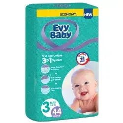 Evy Baby Diapers size 3 - From (5-9 Kg) - 44 Pieces