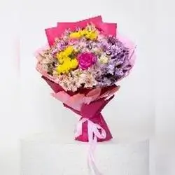 Pink Wrapped Mixed Flower Bouquet