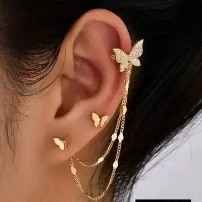 Butterfly design single side earrings