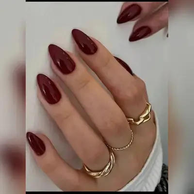30pcs Set Retro Simple Almond-Shaped Solid Color False Nails In Red
