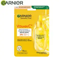 Garnier SkinActive Vitamin C* Brightening + Glow Boosting Serum Sheet Mask for Dull & Uneven Skin 28 g