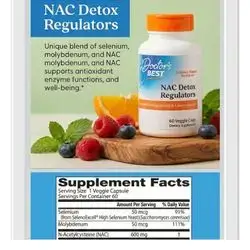 Doctors Best NAC Detox Regulators, Supports Cellular Health & Liver Function, 60 Capsules