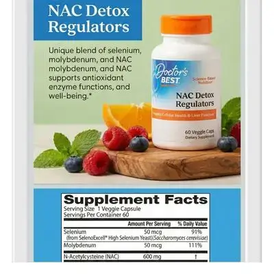 Doctors Best NAC Detox Regulators, Supports Cellular Health & Liver Function, 60 Capsules