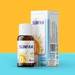 Sunfam D3 2000 iu oral solution flavor orange 10ml colors&sugar free