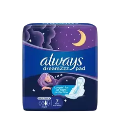 Always Dream Zzz Pads Maxi Thick Night 7 Pads with Wings