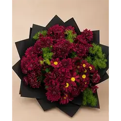 Maroon Chrysanthemum and Chamomile Bouquet