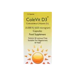 ColeVit D3 Colecalciferol 25000IU (625mcg) 15 Capsules _ SP
