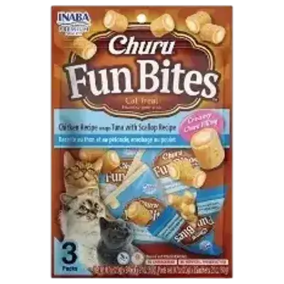 Inaba CHURU FUN BITES Chicken Recipe wraps Tuna with Scallop Recipe 3x