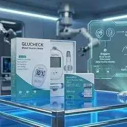GLUCHECK Blood Glucose Meter with Test Strips (100 Strips / 2 Packs)