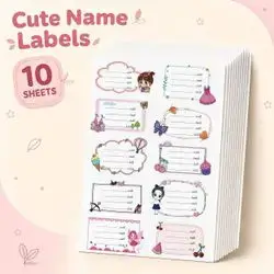 Book & Notebook Name Labels – 10 Sheets • 100 Stickers