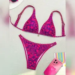 Tropical Floral Print Bikini Set For Women - Medium