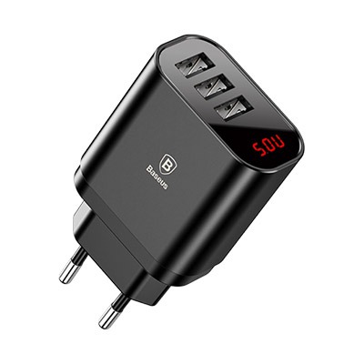 Baseus Mirror Lake Intelligent Digital Display 3USB Travel Charger 3.4A