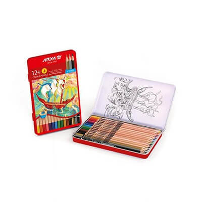 12+3 Colour Pencils in Tin Box