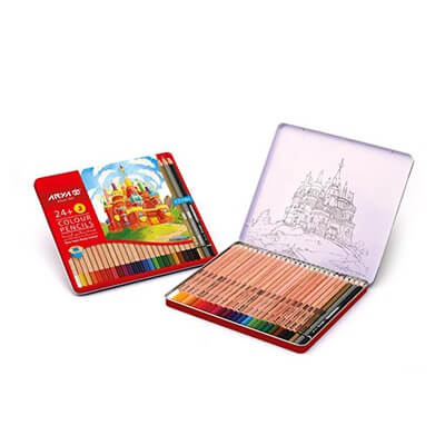 24+3 Colour Pencils in Tin Box
