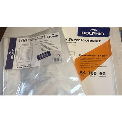 1-Set 100 Clear Sheet Protector Dolphen