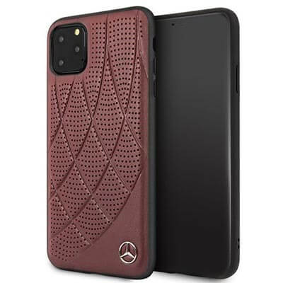 Mercedes-Benz Quilted Perforated Real Leather For iPhone11 Pro Max