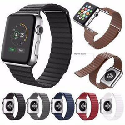 iGuard by Porodo Leather Watch Band for Apple Watch 44mm / 42mm
