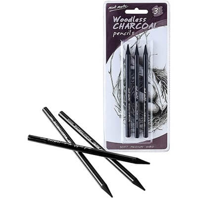 3 carboncillo woodless charcoal pencils