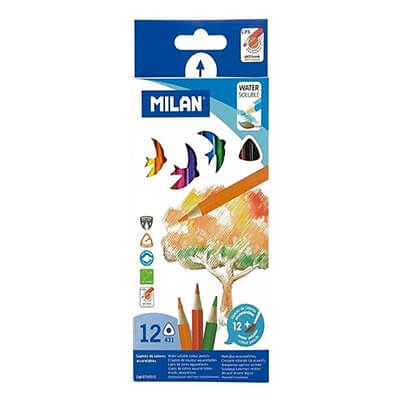 Mi̇lan 12 Water Colour Penci̇ls Carton Box