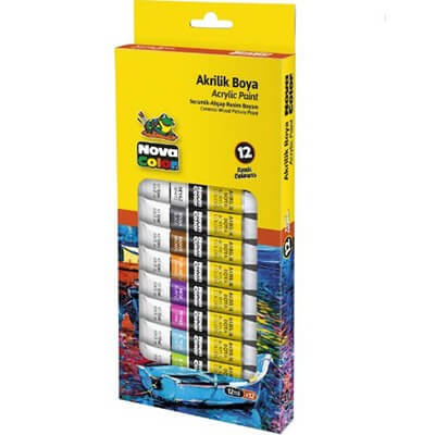 Nova Color Acryli̇c Pai̇nt12 Colour 12Ml