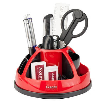 Desktop stationery organizer Duoton, in a blister pack, red