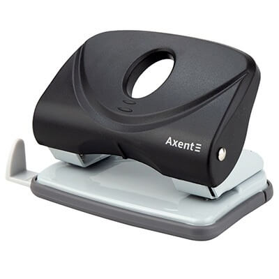 Hole punch Welle-2 with plastic top, 20 sheets, black