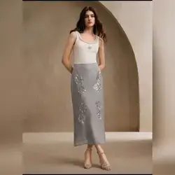 Anewsta Women's Floral Embroidered Skirt - XL