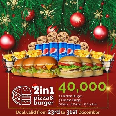 3 Chicken Burger + 3 Cheese Burger + 6 Fries + 6 Drinks + 6 Cookies