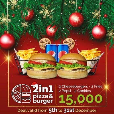 2 Cheeseburgers + 2 Fries + 2 Pepsi + 2 Cookies