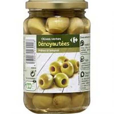 Carrefour Olives Green Stoned 350g