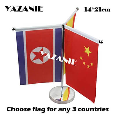 Office desk flag for three flags