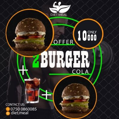 2 Meat Burger + 2 cola zero