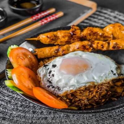 Nasi Goreng With 2-skewer Chicken Satay Fried Rice