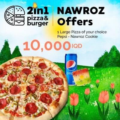 1 Large Pizza of your Choice + Pepsi + Nawroz Cookie