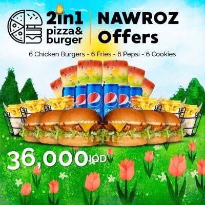 6 Chicken Burger + 6 Fries + 6 Pepsi + 6 Cookies