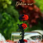 A glass bell containing a Forever rose