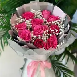 Natural Pink Rose Bouquet With Jesu Phil