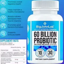 Probiotics 60 Billion CFU 10 Strains, with Prebiotics Fiber, Supports Gut Health, bloating, internal Flora, Women & Men, 30 CT probiotics