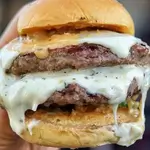 Double Beef Burger With Pizza Cheese