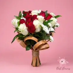 Bouquet Flowers- Red&White