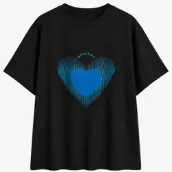 SHEIN Curve black T-shirt featuring a blue heart graphic print - 2XL