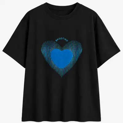 SHEIN Curve black T-shirt featuring a blue heart graphic print - 2XL