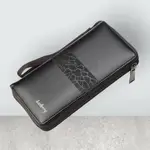 Baellerry Wallet Men Business Veins Long Wallet PU Leather Zipper Porta Rope Clutch Bag Note Compartment Smartphone Hold Wallet