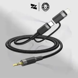 Green Lion 2 IN 1 AUDIO CABLE 1M USB-C , LIGHTNING TO 3.5 MM AUX Black